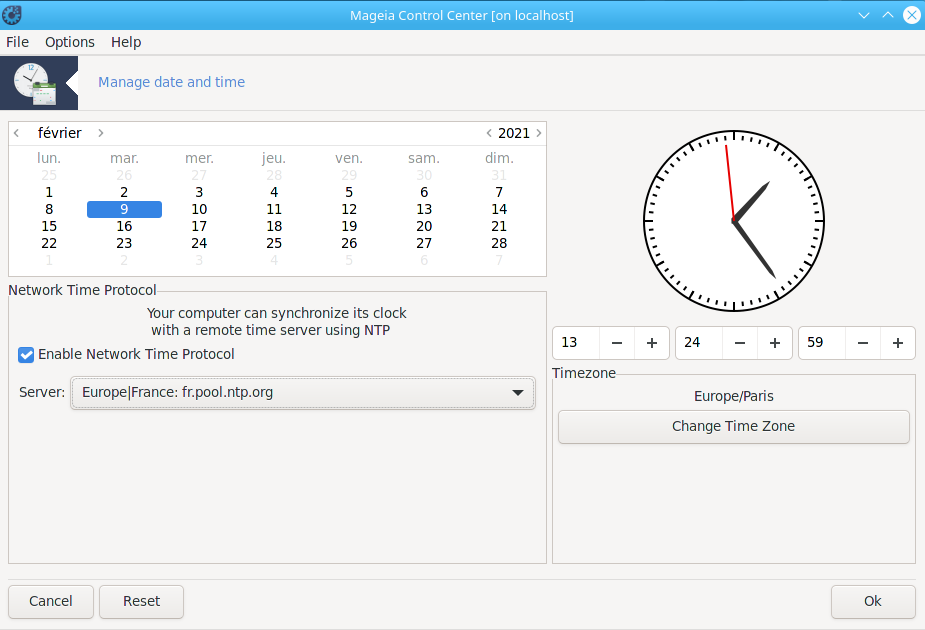 Activation of NTP server in MCC