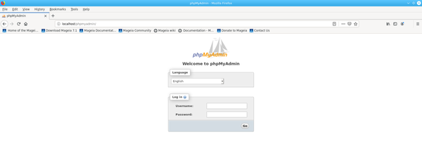 The phpMyAdmin server in action