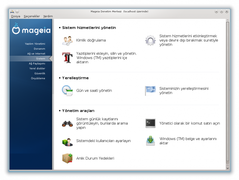 Mageia Linux Denetim Merkezi - Sistem Yönetimi