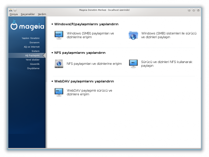 Mageia Linux Denetim Merkezi - Ağ Paylaşımları Yönetimi